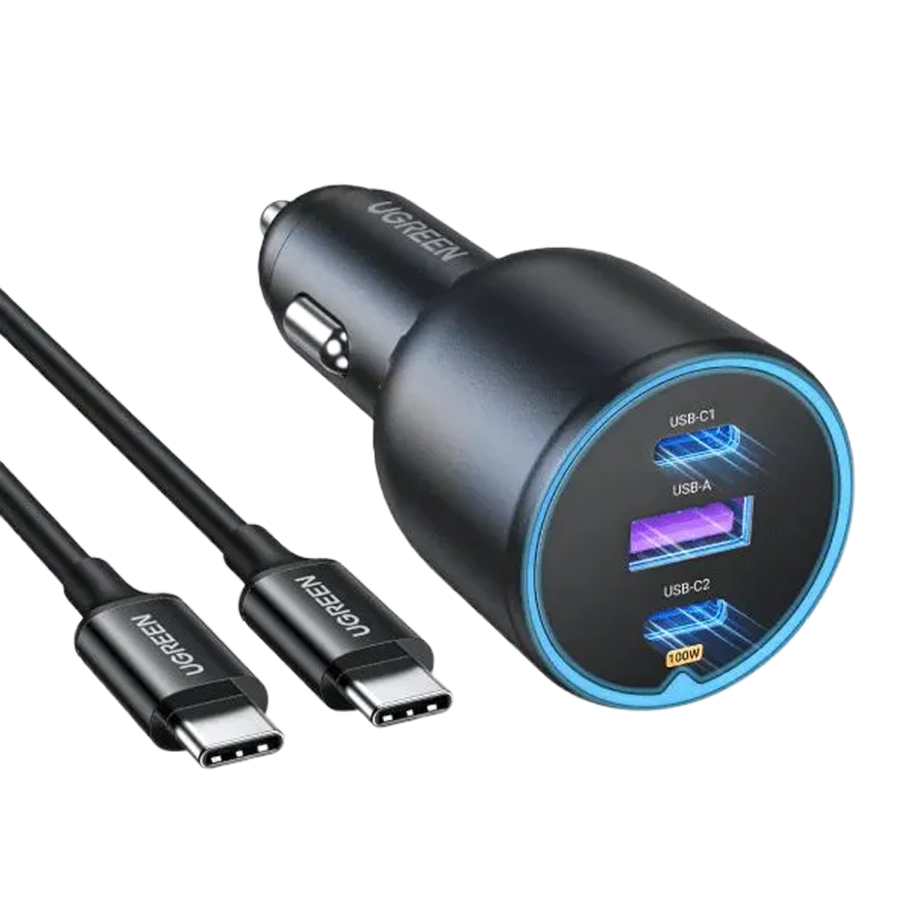 АЗУ UGREEN CD293 USB-A+2*USB-C 130W GaN с кабелем USB-C, черный